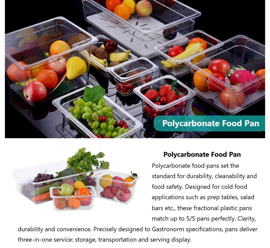 1/1 Full Size 2.5&quot; Deep Polycarbonate Cold Food Storage Container Plastic Gn Pan for Catering